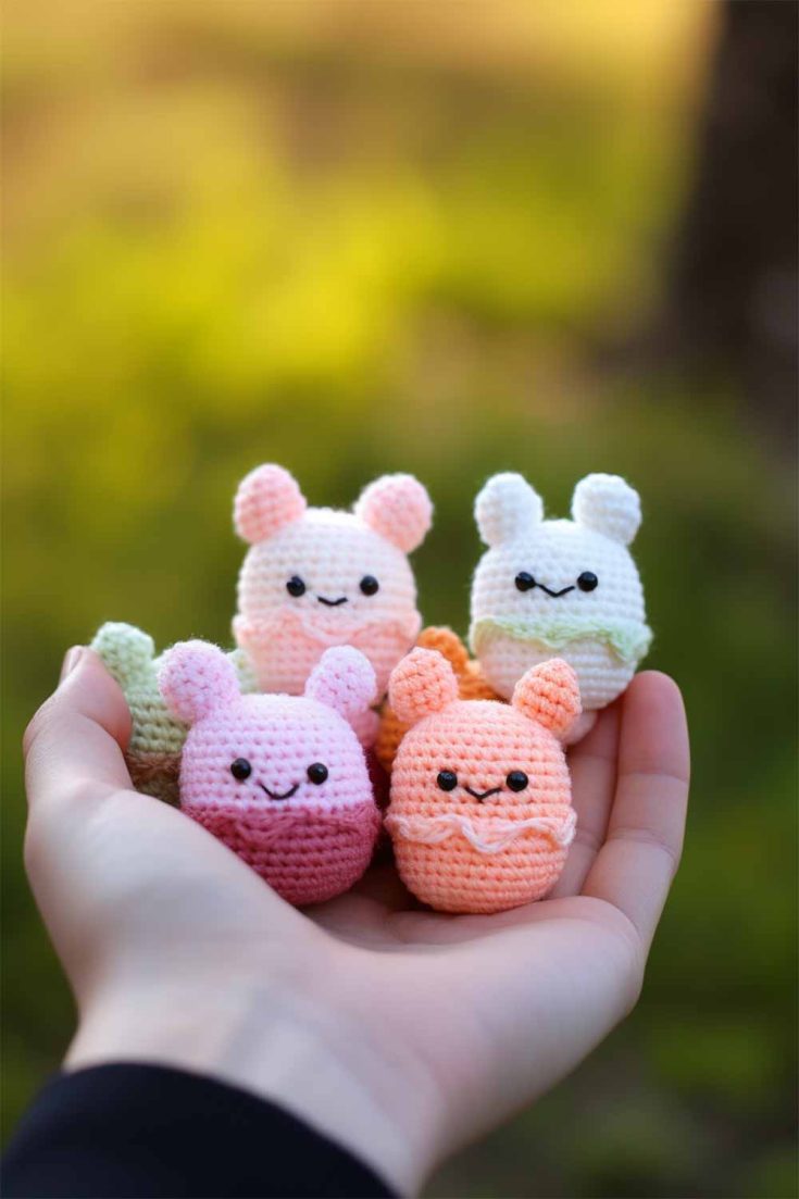 How To Crochet Yarn Easter Marshmallow Bunnies!